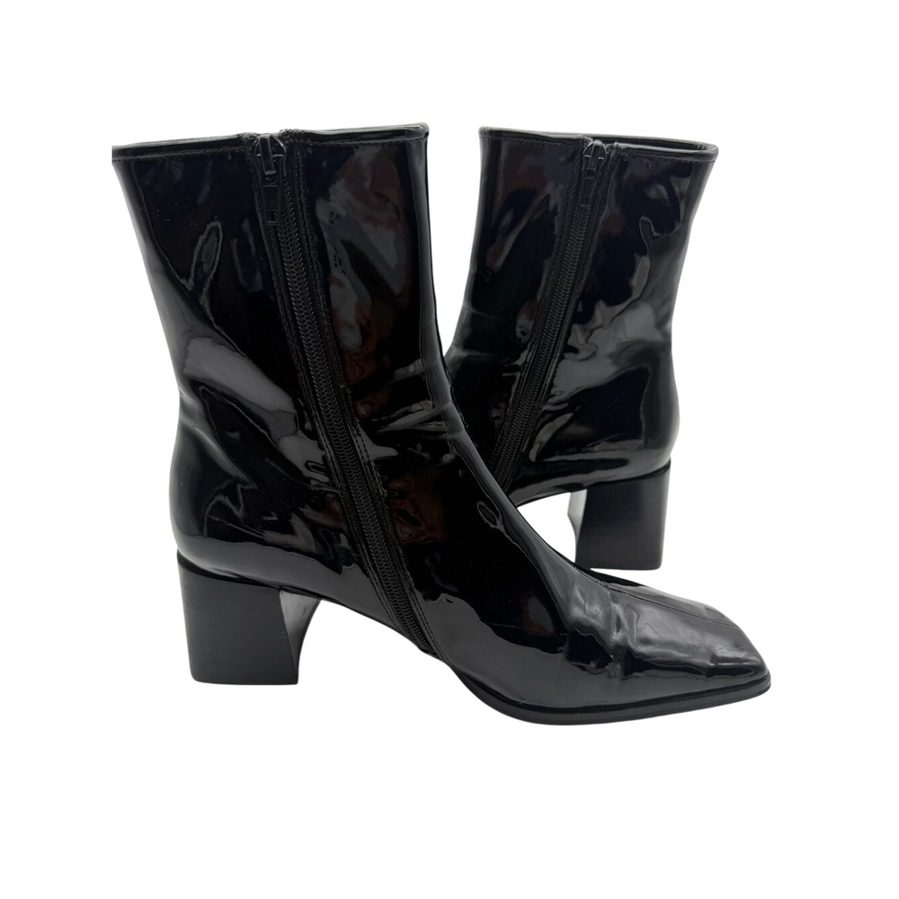 Jeffrey Campbell Black Patent Square-Toe Ankle Boots Size 7.5 - Picture 2 of 16